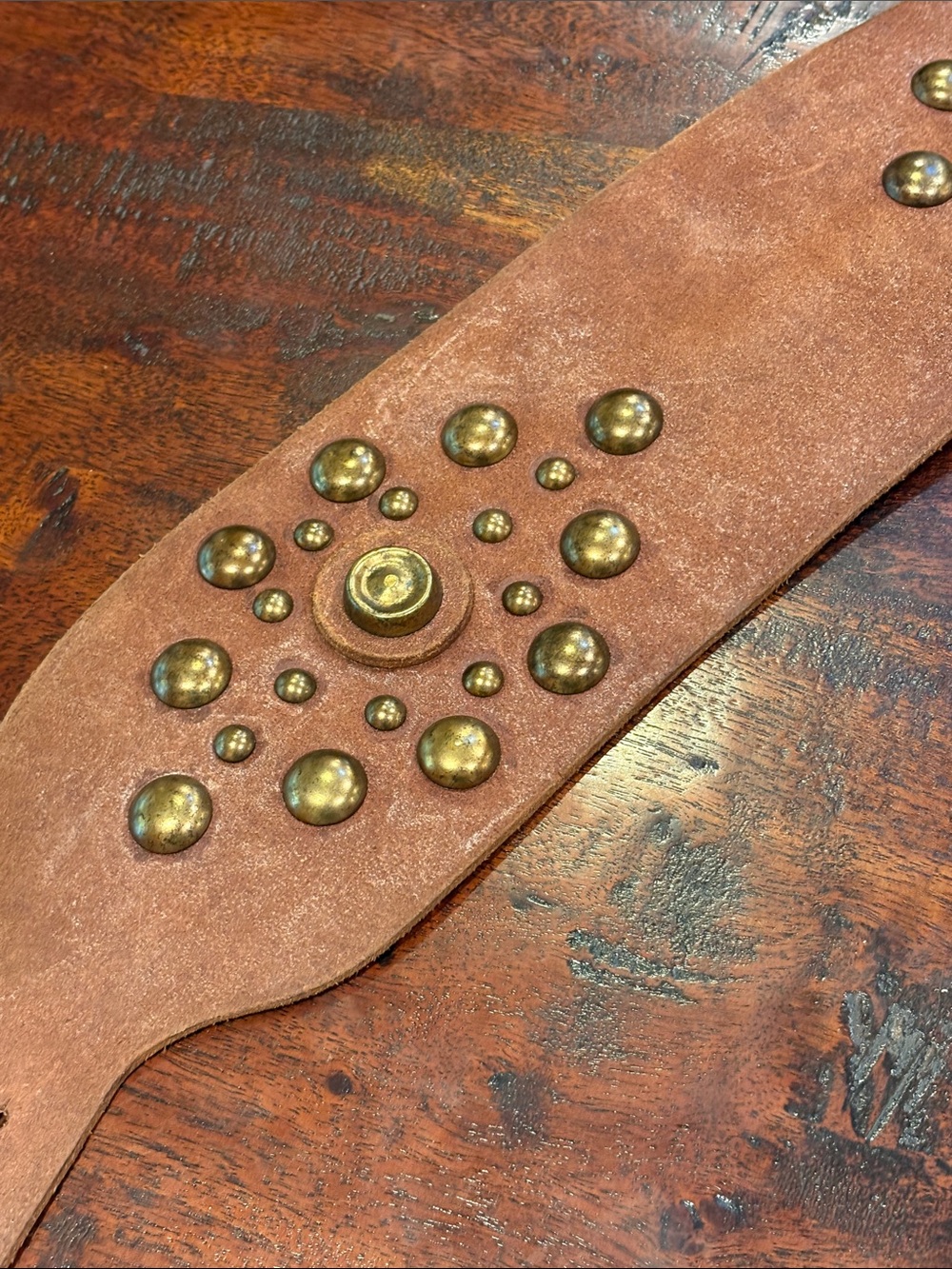 Vintage Ralph Lauren Suede Leather Wide Studded Corset Belt Distressed Brown M - Picture 14 of 15